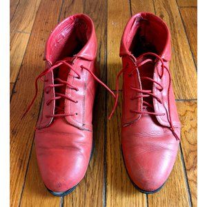 Red Vintage Leather Boots Size 7